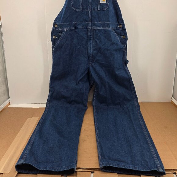 Vintage Carhartt Overalls Mens  R07 DST Denim Bib Jean Workwear Farm 40 X30 - Picture 11 of 16